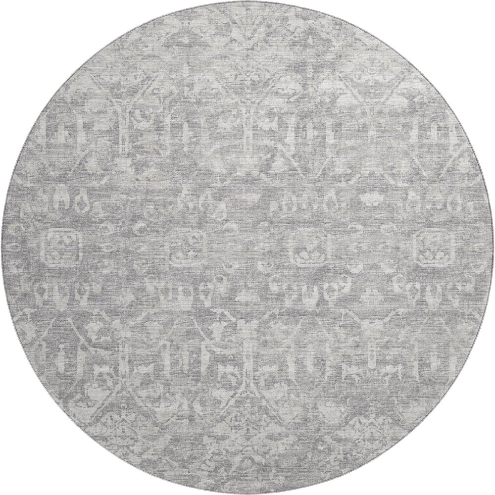 Premium Machine Washable Mayfield  Gray 8' x 8' Round Rug. Picture 1