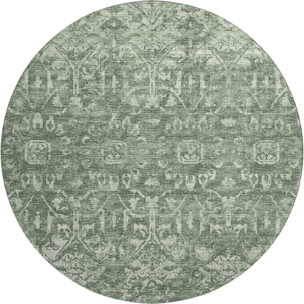 Premium Machine Washable Mayfield  Green 8' x 8' Round Rug. Picture 1