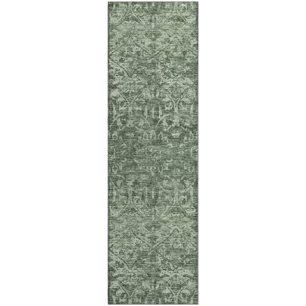 Premium Machine Washable Mayfield  Green 2'3" x 7'6" Runner Rug. Picture 1