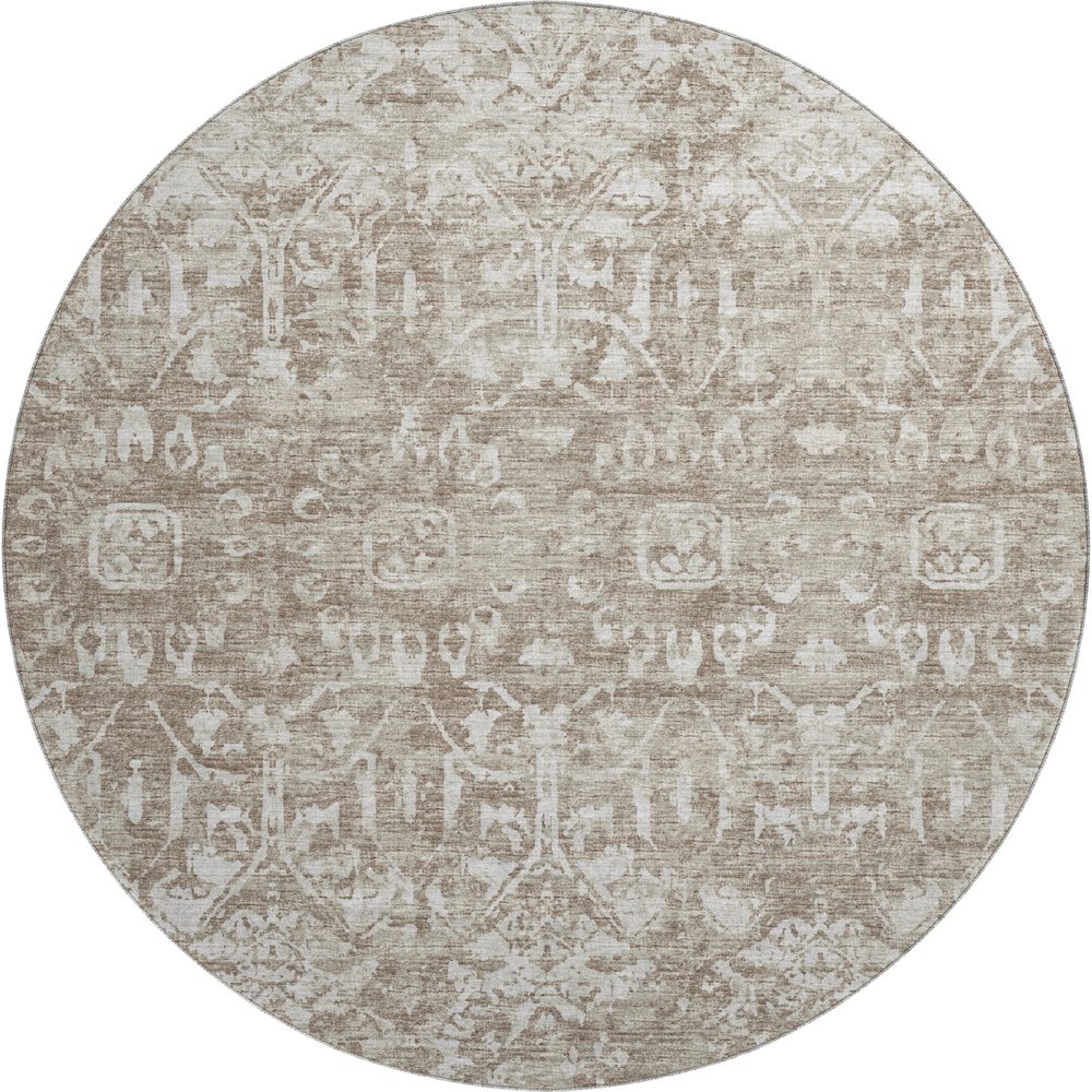 Premium Machine Washable Mayfield  Taupe 8' x 8' Round Rug. Picture 1