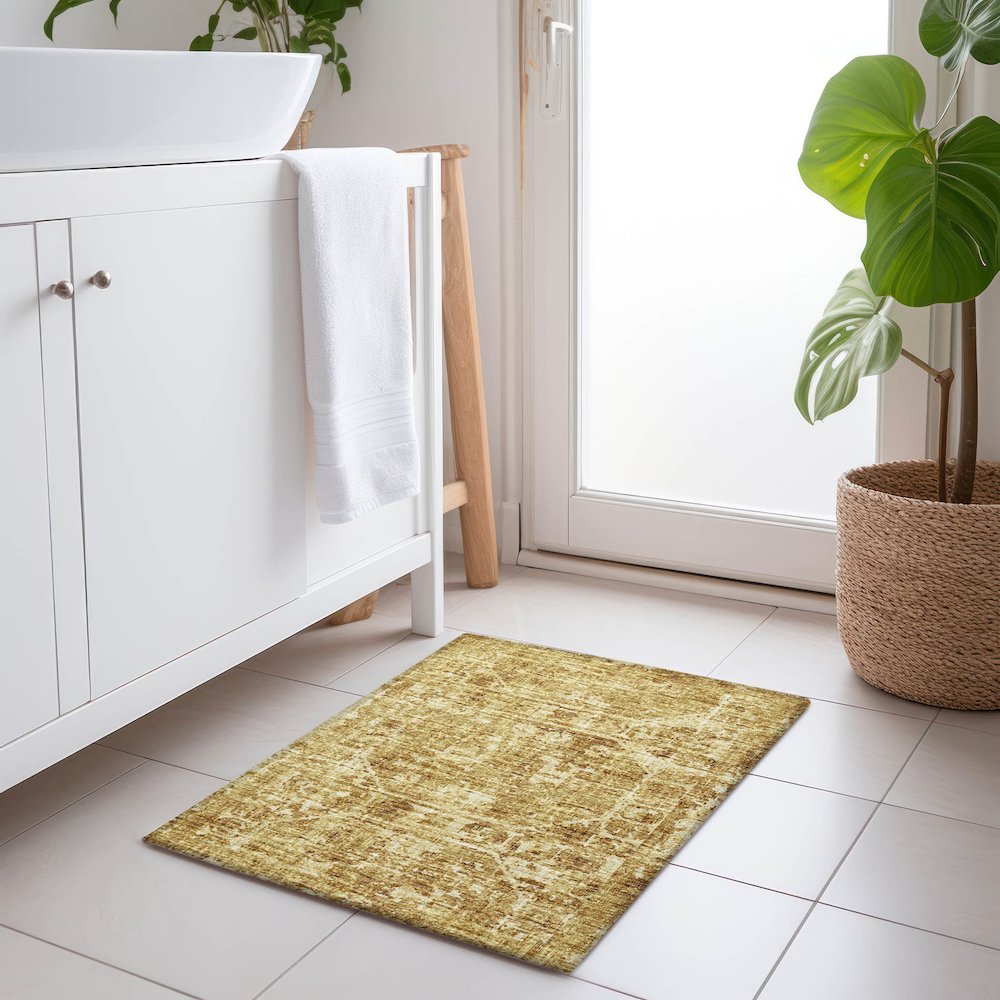 Premium Machine Washable Mayfield  Gilded 1'8" x 2'6" Rug. Picture 5