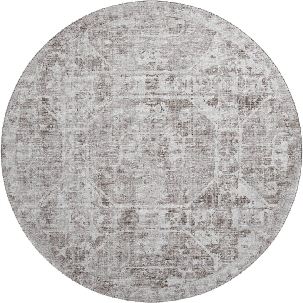 Premium Machine Washable Mayfield  Mocha 8' x 8' Round Rug. Picture 1
