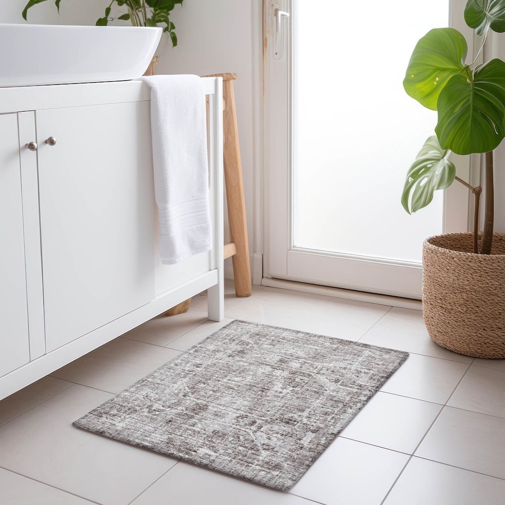 Premium Machine Washable Mayfield  Mocha 1'8" x 2'6" Rug. Picture 5