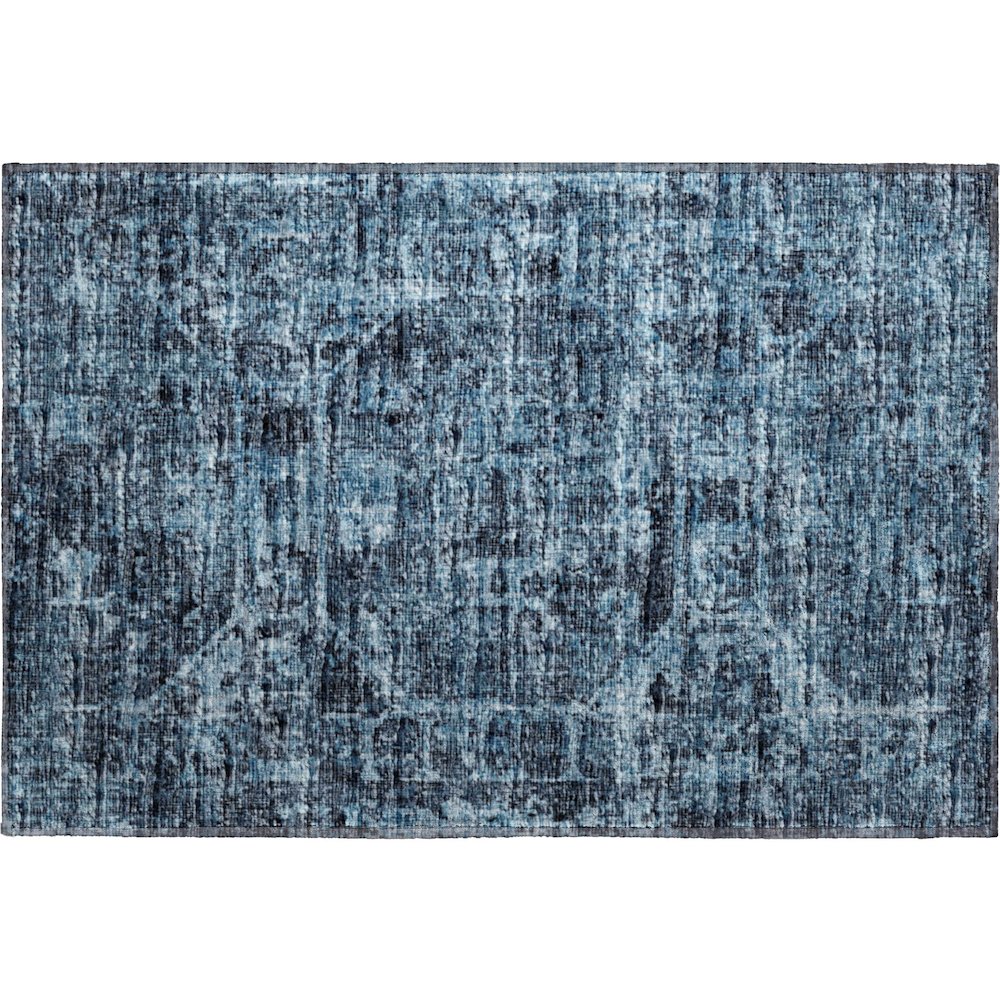 Premium Machine Washable Mayfield  Navy 1'8" x 2'6" Rug. Picture 1
