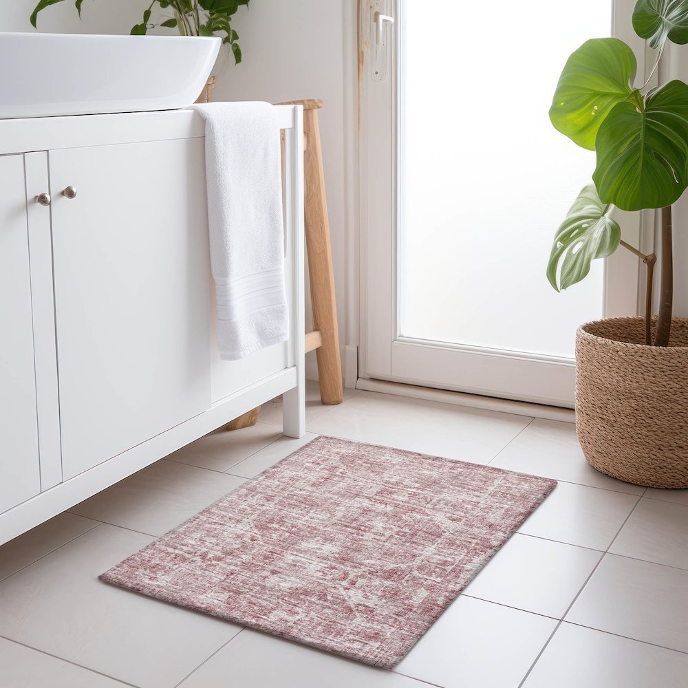 Premium Machine Washable Mayfield  Pink 1'8" x 2'6" Rug. Picture 5