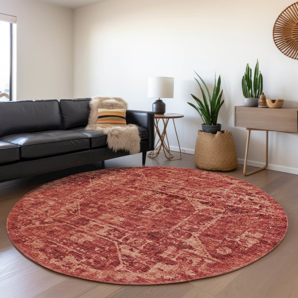 Premium Machine Washable Mayfield  Spice 8' x 8' Round Rug. Picture 5