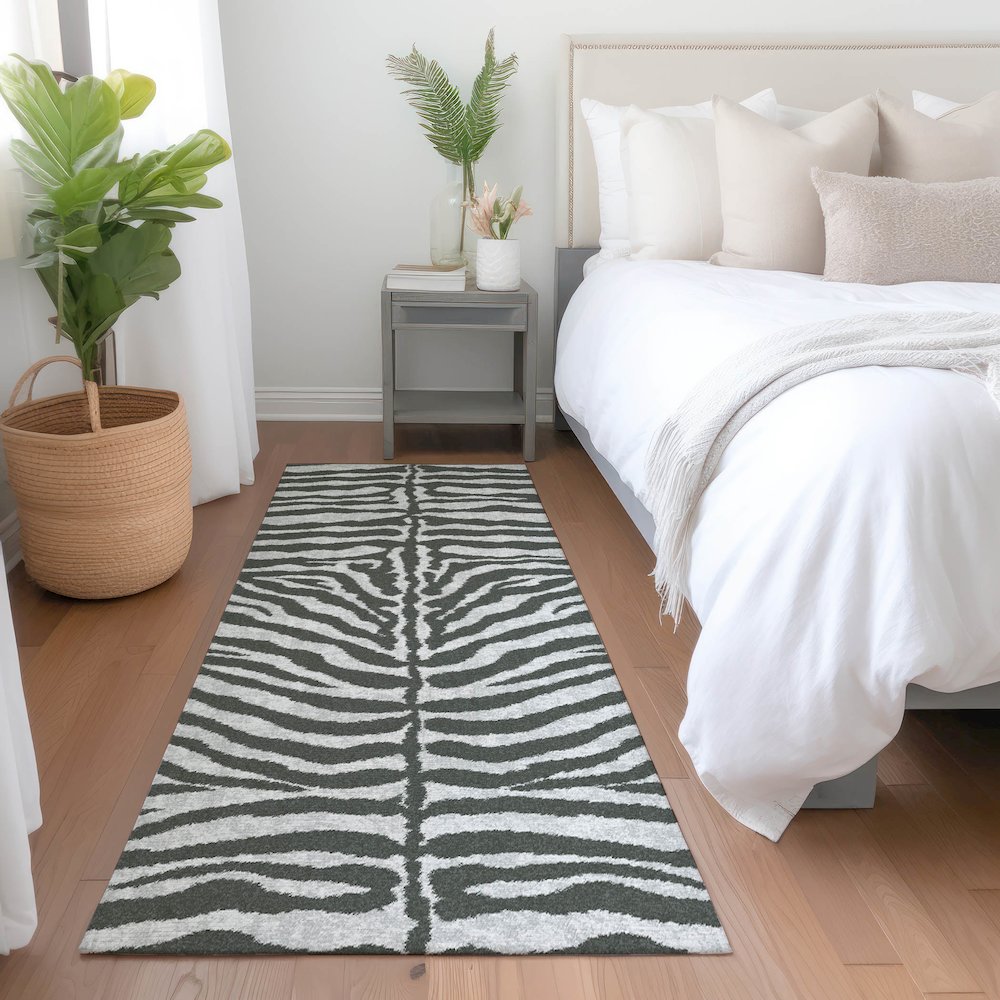 Premium Machine Washable Mayfield  Gray 2'3" x 7'6" Runner Rug. Picture 5