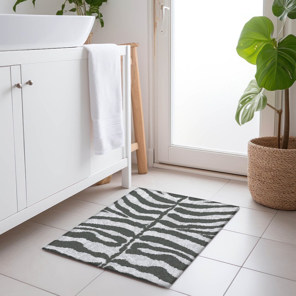 Premium Machine Washable Mayfield  Gray 1'8" x 2'6" Rug. Picture 5