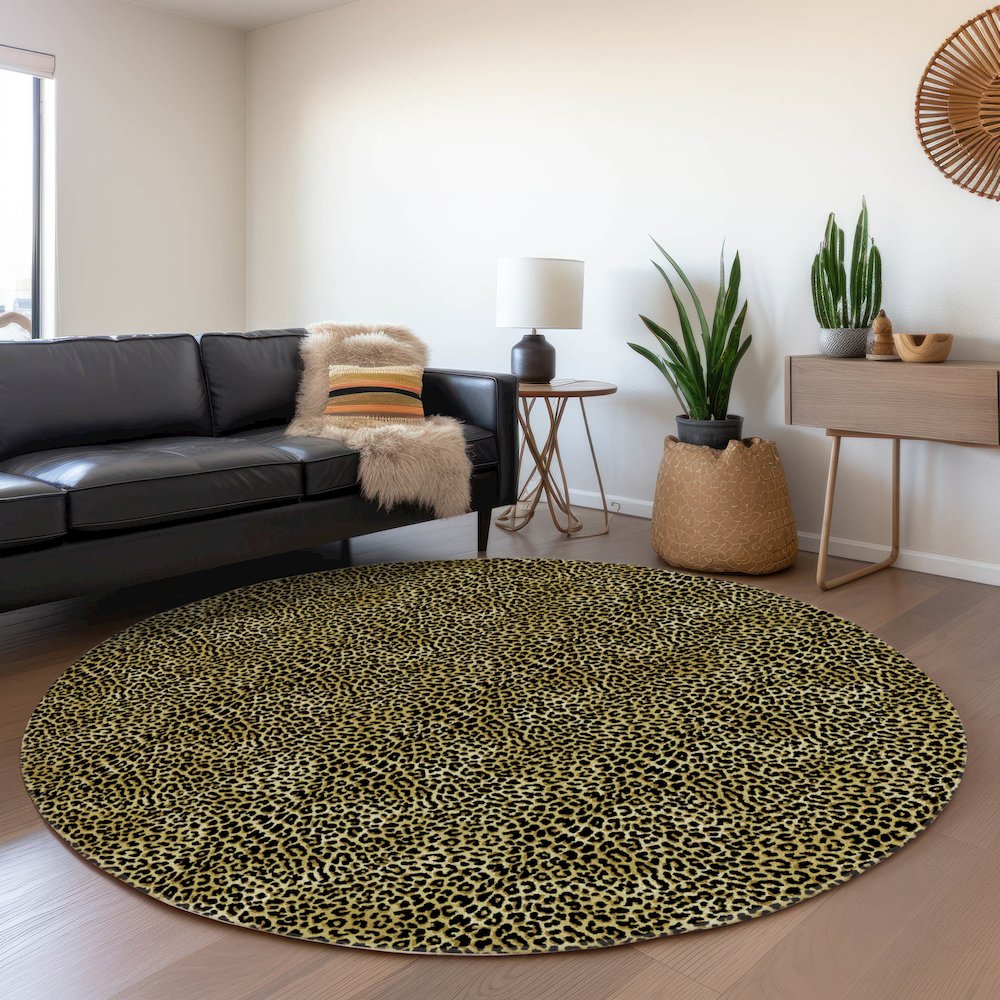 Premium Machine Washable Mayfield  Gilded 8' x 8' Round Rug. Picture 5