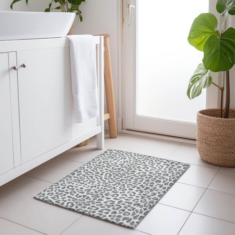 Premium Machine Washable Mayfield  Gray 1'8" x 2'6" Rug. Picture 5