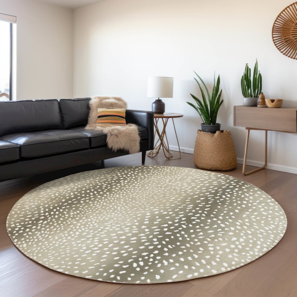 Premium Machine Washable Mayfield  Fawn 8' x 8' Round Rug. Picture 5