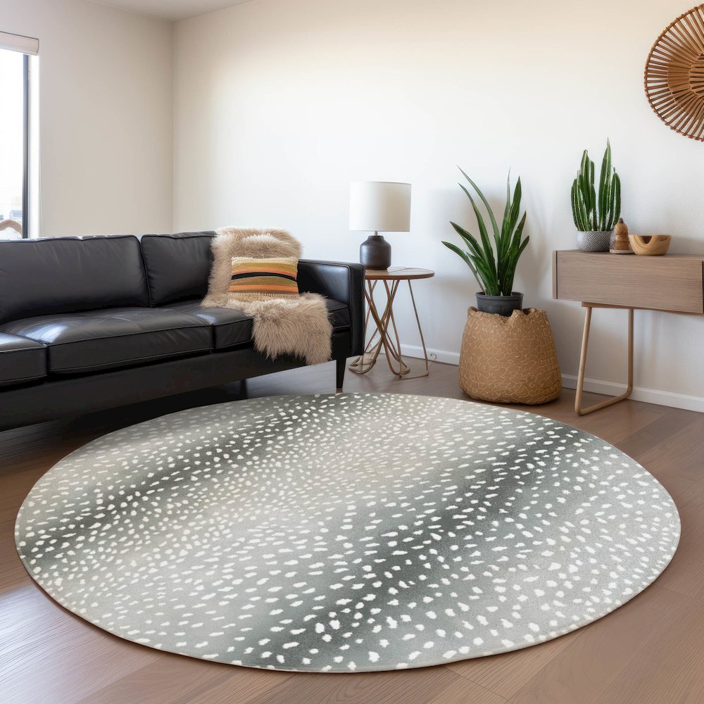 Premium Machine Washable Mayfield  Gray 8' x 8' Round Rug. Picture 5