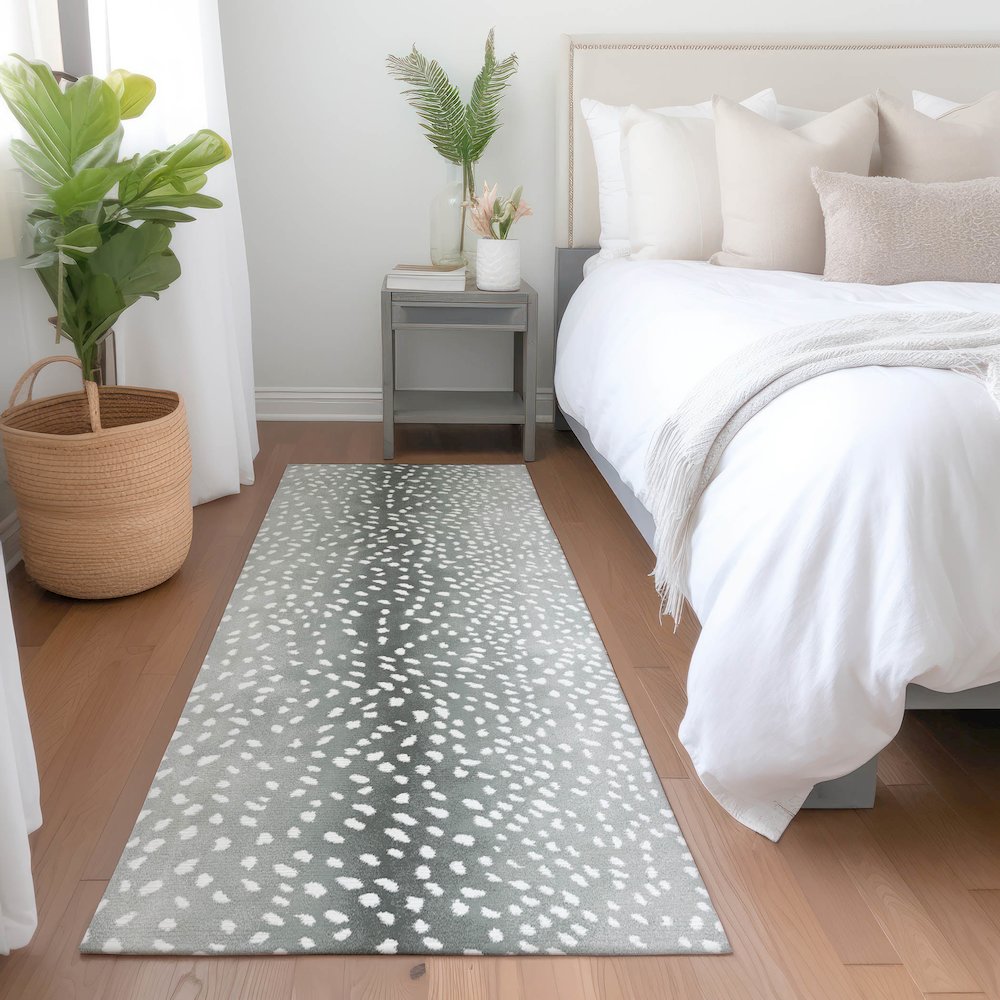 Premium Machine Washable Mayfield  Gray 2'3" x 7'6" Runner Rug. Picture 5