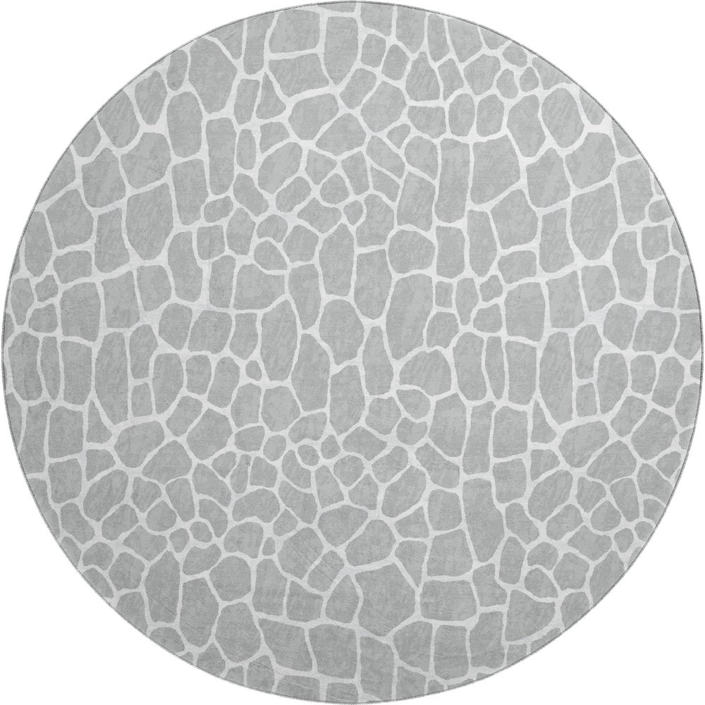 Premium Machine Washable Mayfield  Gray 8' x 8' Round Rug. Picture 1