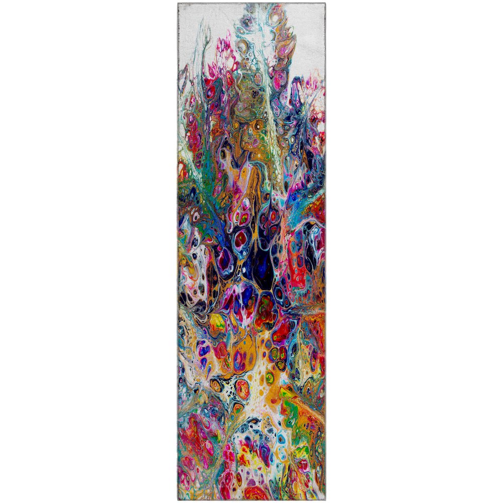 Premium Machine Washable Mayfield  Kaleidoscope 2'3" x 7'6" Runner Rug. Picture 1