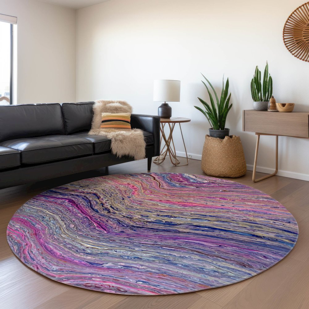 Premium Machine Washable Mayfield  Flirt 8' x 8' Round Rug. Picture 5