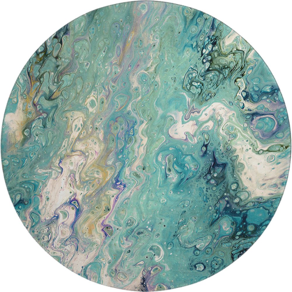 Premium Machine Washable Mayfield  Seaglass 8' x 8' Round Rug. Picture 1
