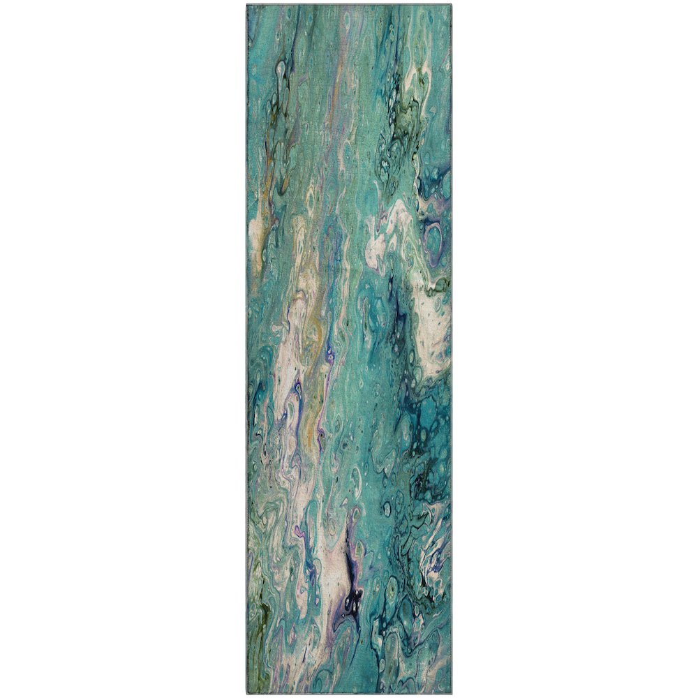 Premium Machine Washable Mayfield  Seaglass 2'3" x 7'6" Runner Rug. Picture 1