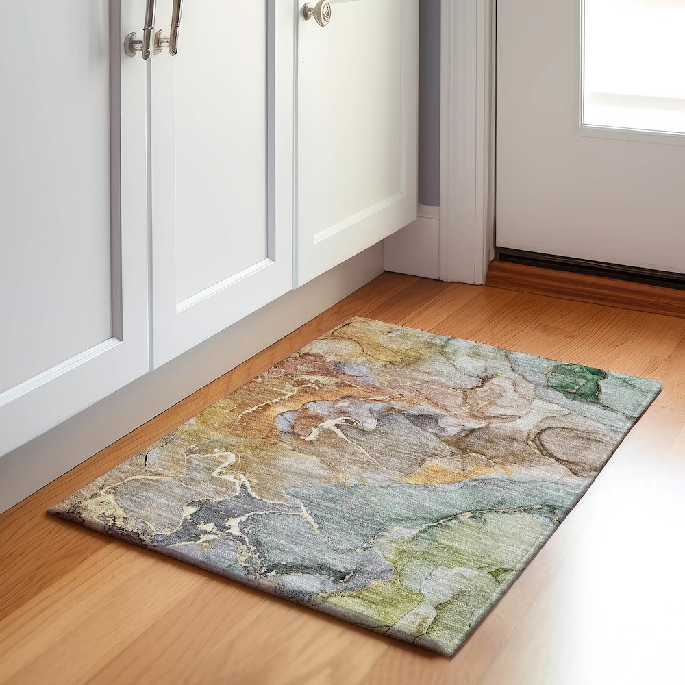 Premium Machine Washable Mayfield  Beige 1'8" x 2'6" Rug. Picture 5