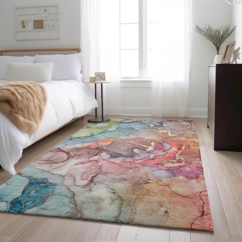 Premium Machine Washable Mayfield  Blue 2'6" x 3'10" Rug. Picture 5