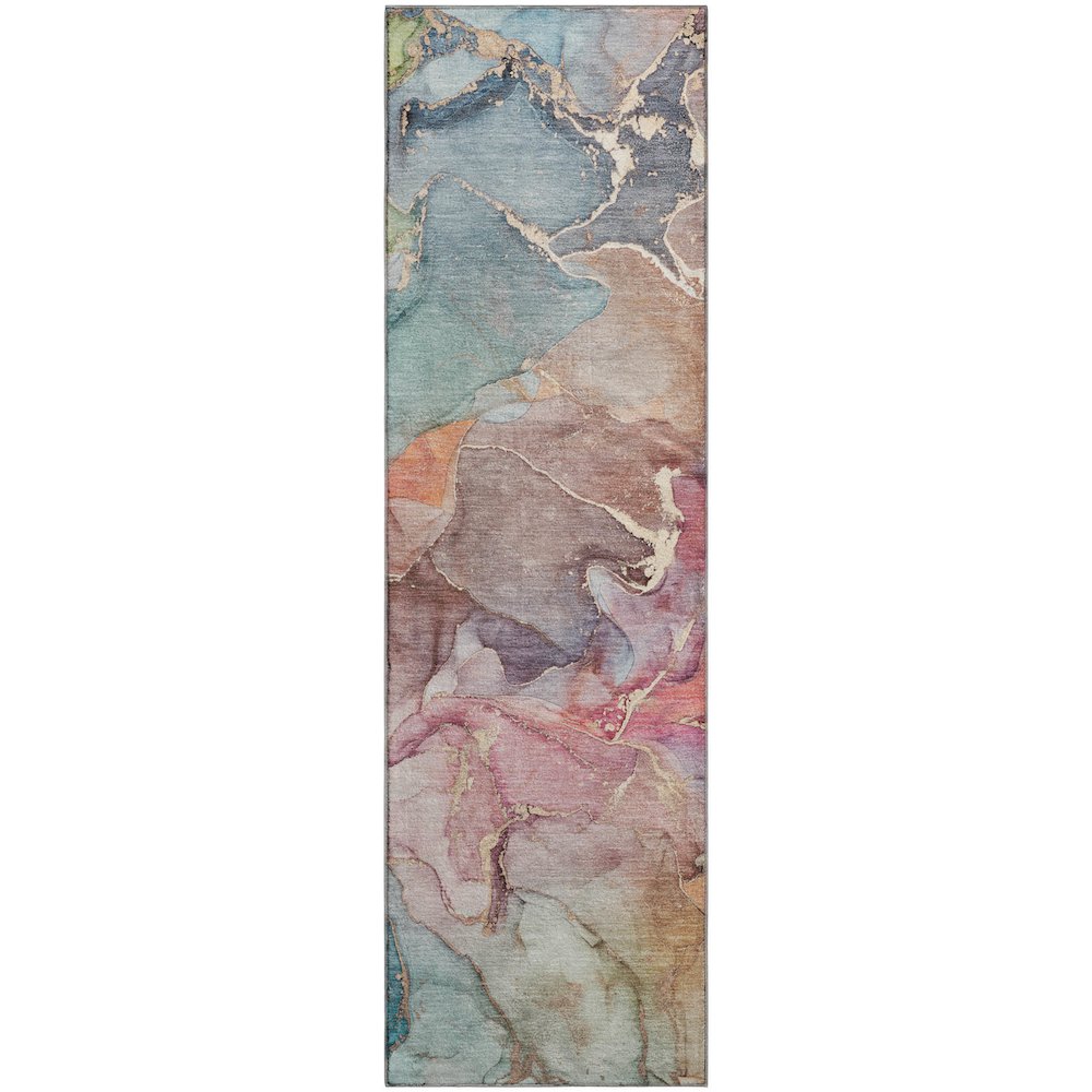 Premium Machine Washable Mayfield  Blue 2'3" x 7'6" Runner Rug. Picture 1