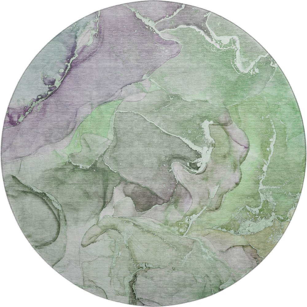 Premium Machine Washable Mayfield  Green 8' x 8' Round Rug. Picture 1