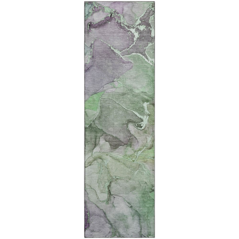 Premium Machine Washable Mayfield  Green 2'3" x 7'6" Runner Rug. Picture 1
