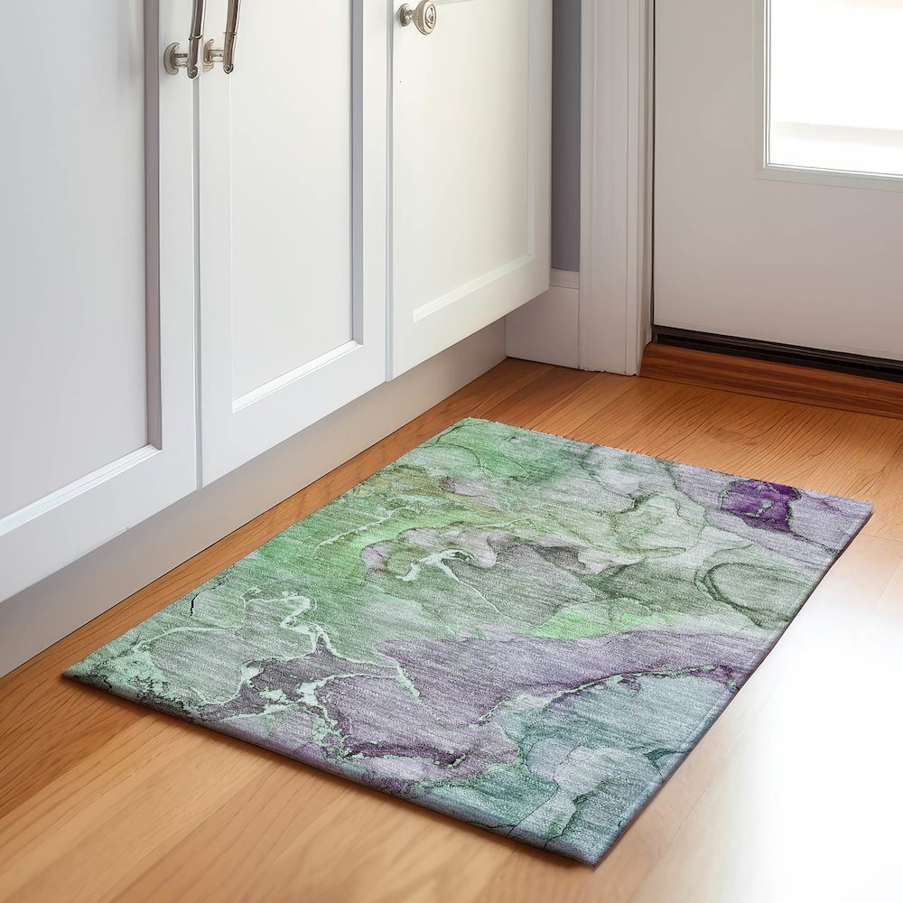 Premium Machine Washable Mayfield  Green 1'8" x 2'6" Rug. Picture 5