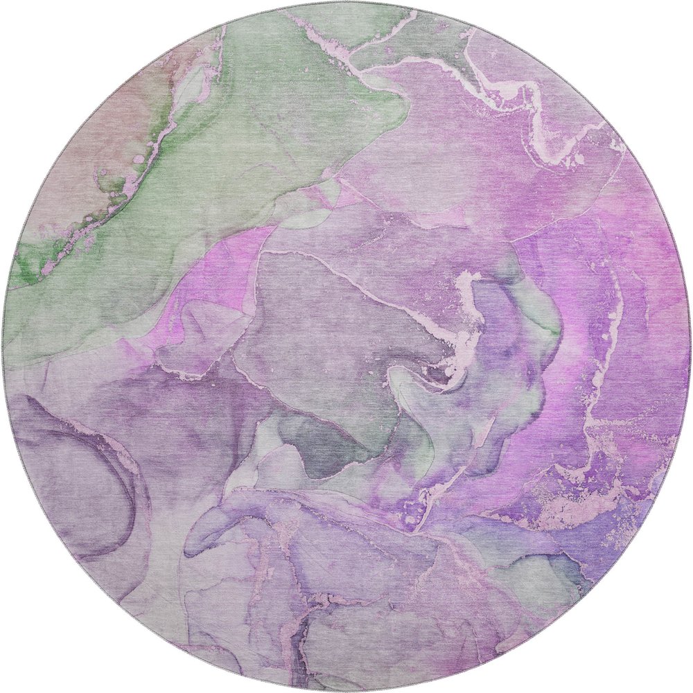 Premium Machine Washable Mayfield  Purple 8' x 8' Round Rug. Picture 1