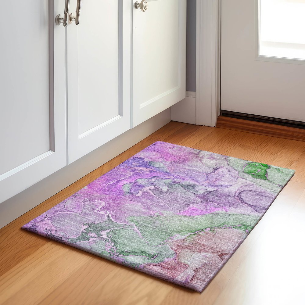 Premium Machine Washable Mayfield  Purple 1'8" x 2'6" Rug. Picture 5