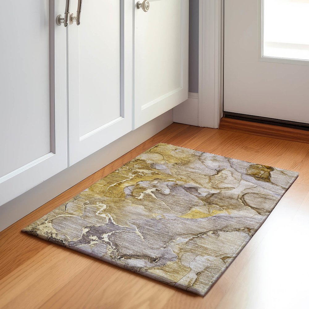 Premium Machine Washable Mayfield  Taupe 1'8" x 2'6" Rug. Picture 5