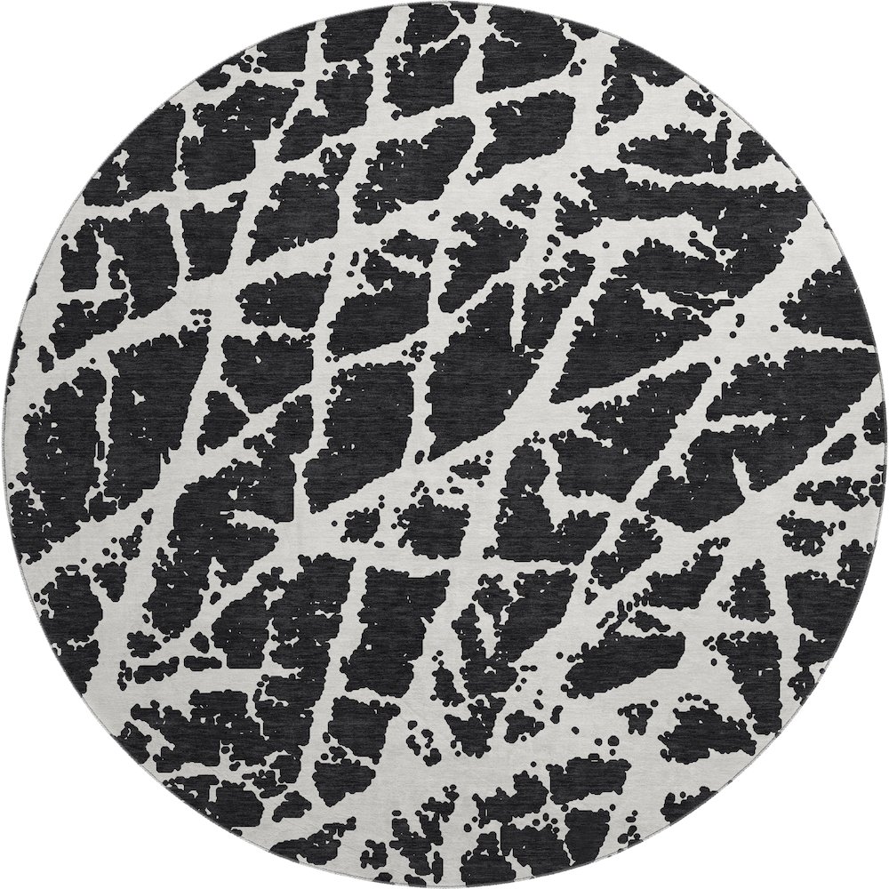 Premium Machine Washable Mayfield  Black 8' x 8' Round Rug. Picture 1