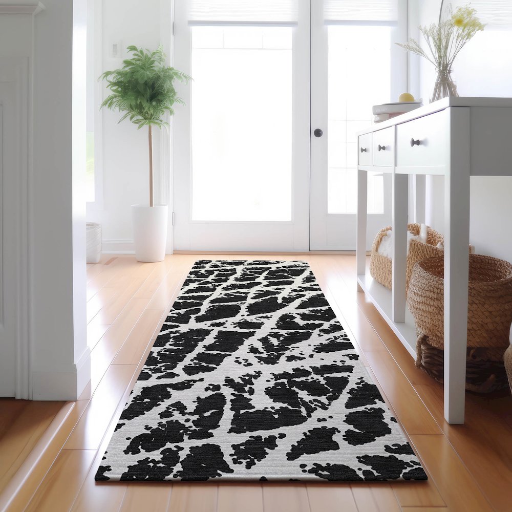 Premium Machine Washable Mayfield  Black 2'3" x 7'6" Runner Rug. Picture 5