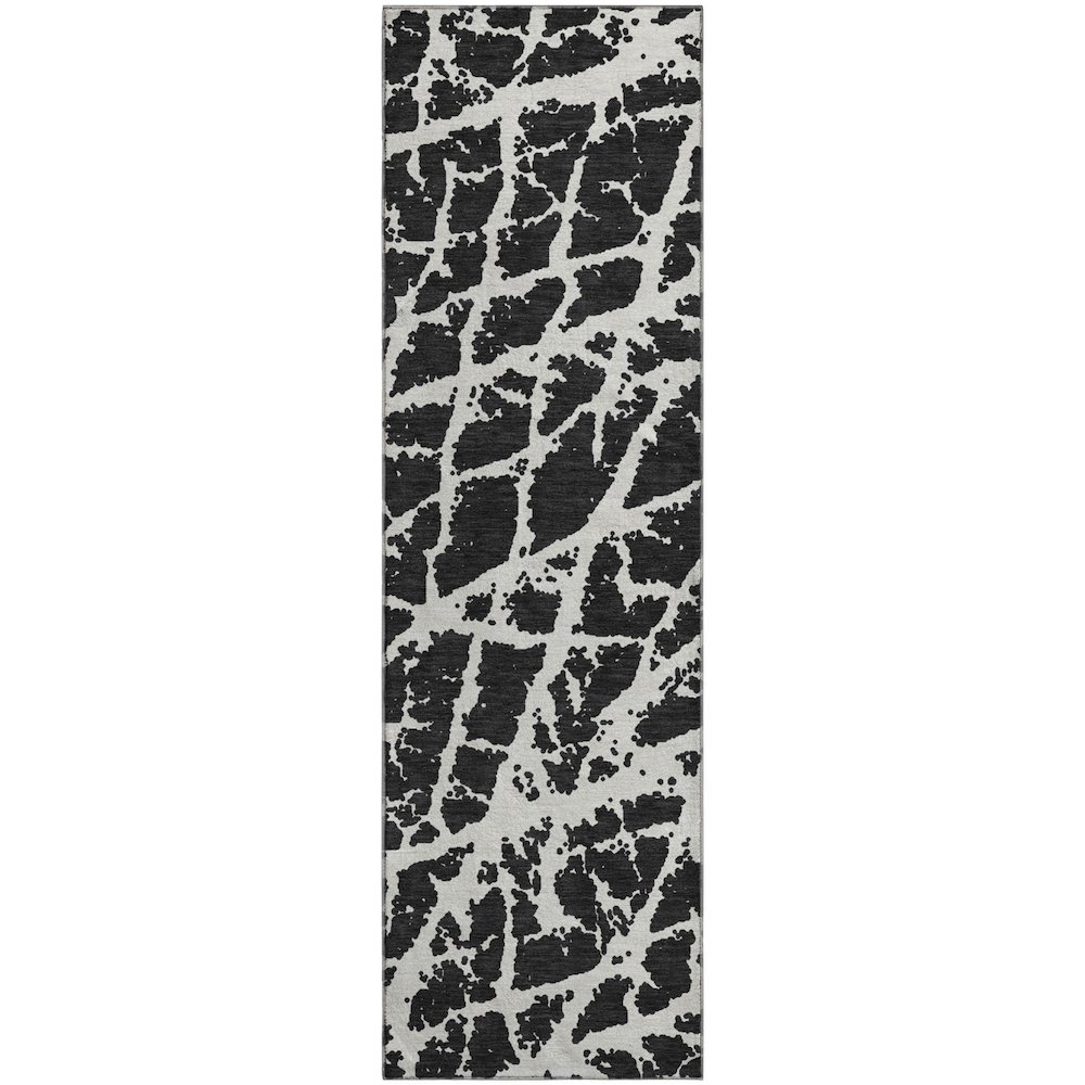 Premium Machine Washable Mayfield  Black 2'3" x 7'6" Runner Rug. Picture 1