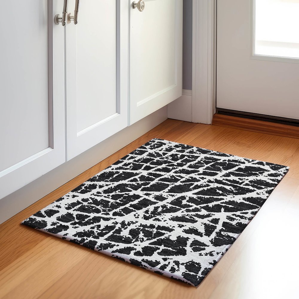 Premium Machine Washable Mayfield  Black 1'8" x 2'6" Rug. Picture 5