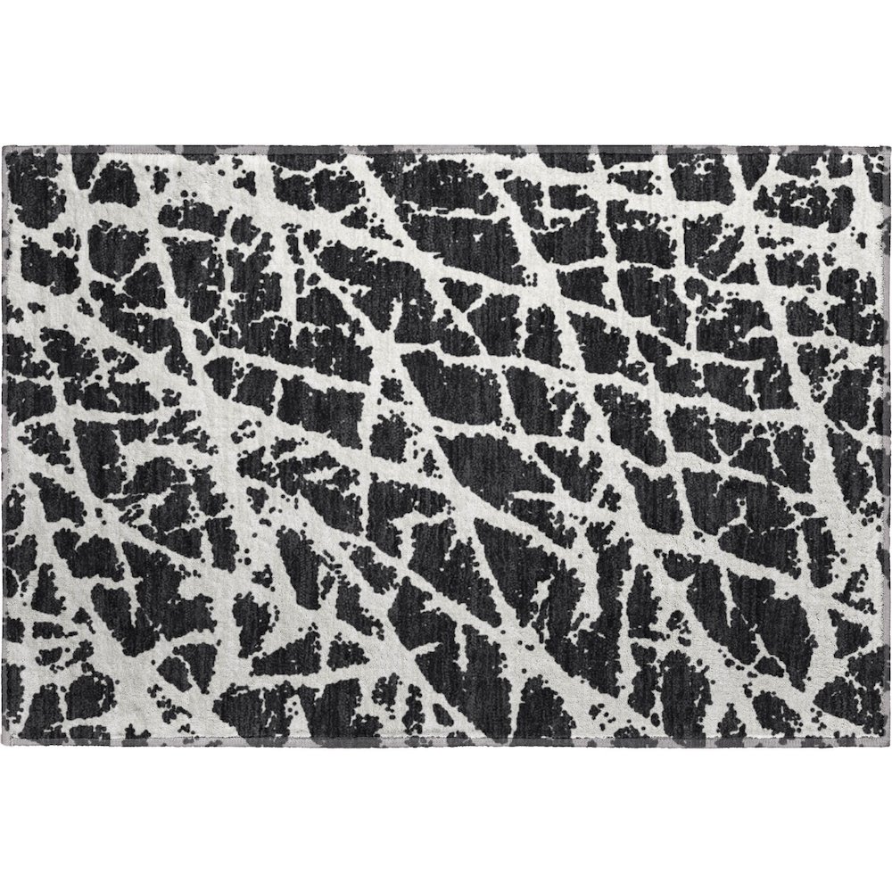Premium Machine Washable Mayfield  Black 1'8" x 2'6" Rug. Picture 1