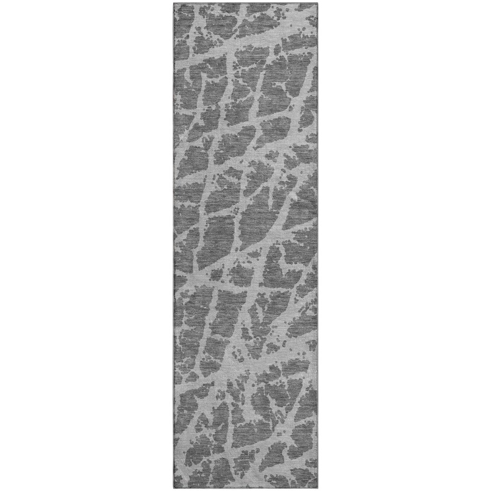 Premium Machine Washable Mayfield  Charcoal 2'3" x 7'6" Runner Rug. Picture 1