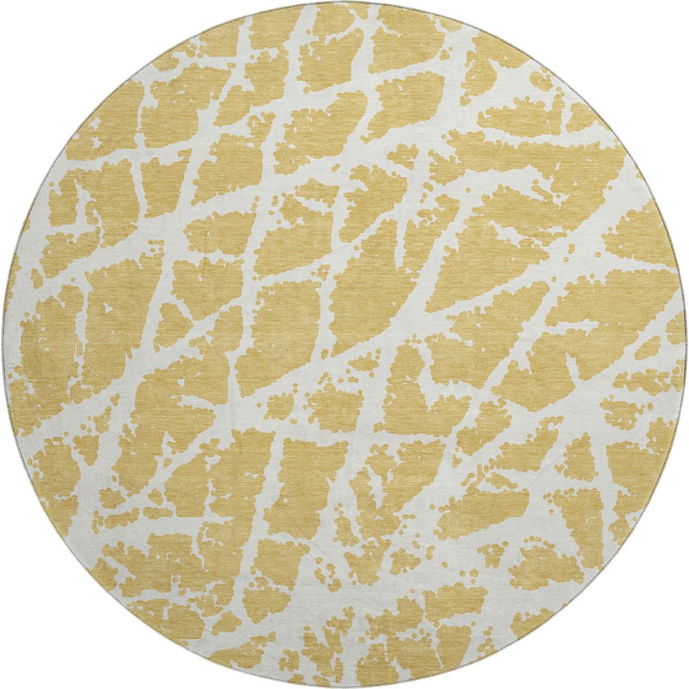 Premium Machine Washable Mayfield  Gold 8' x 8' Round Rug. Picture 1