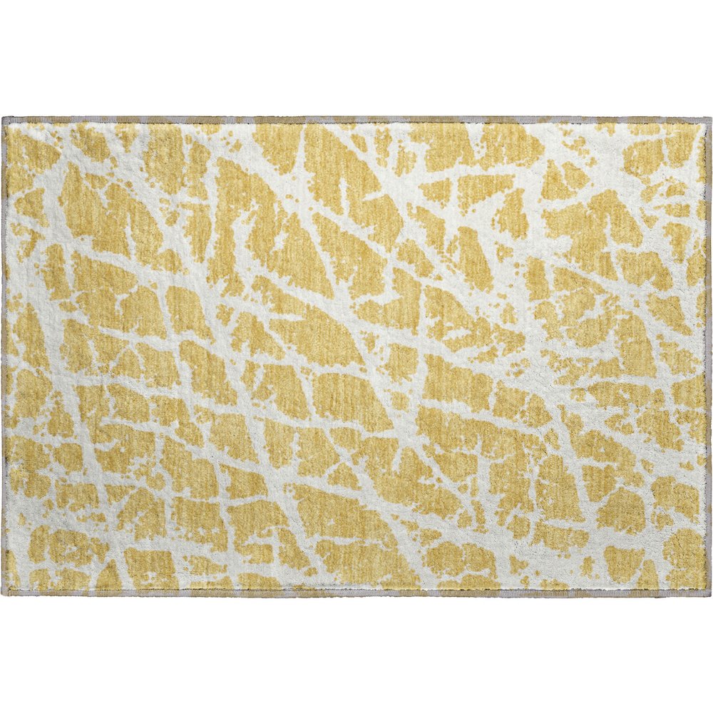 Premium Machine Washable Mayfield  Gold 1'8" x 2'6" Rug. Picture 1