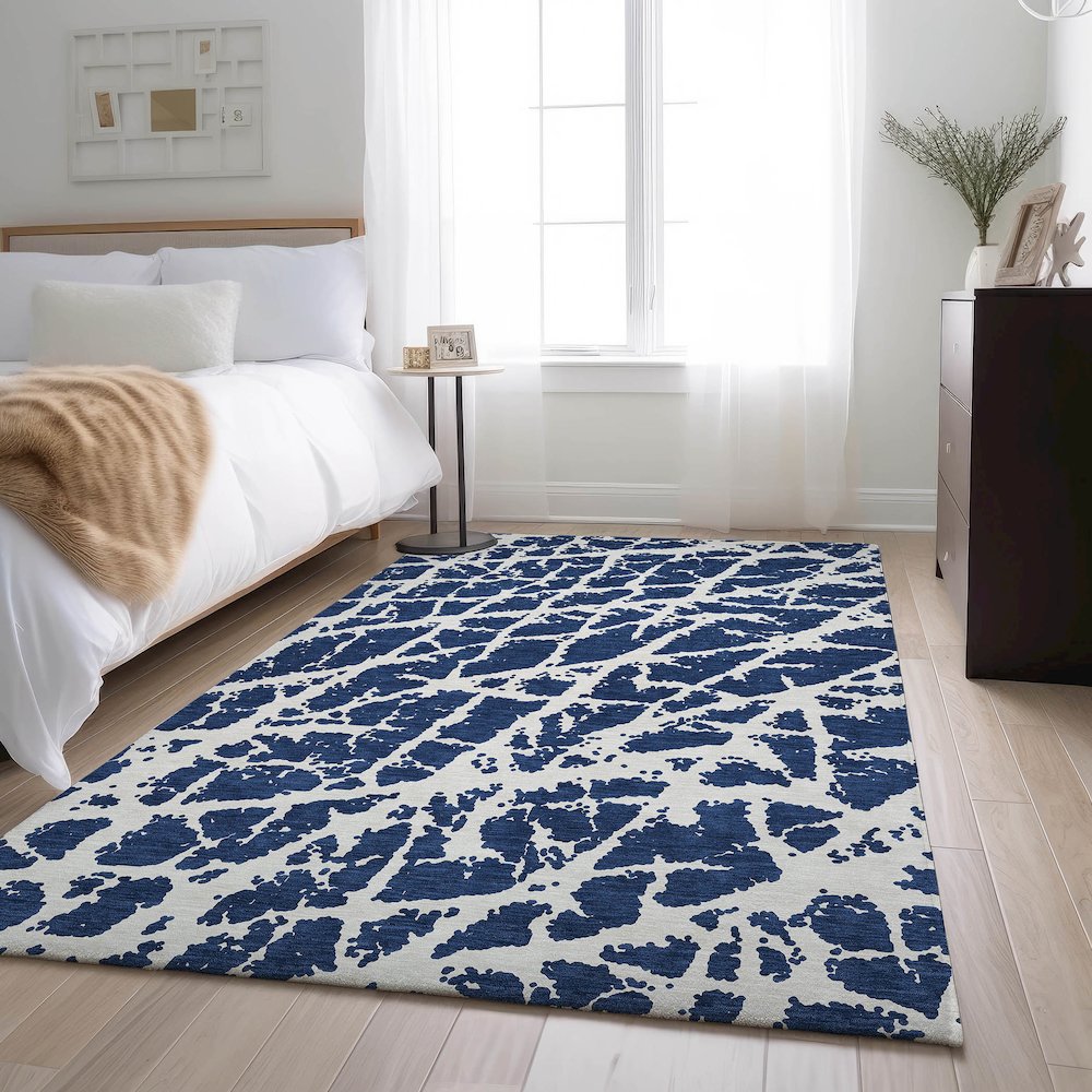 Premium Machine Washable Mayfield  Navy 2'6" x 3'10" Rug. Picture 5