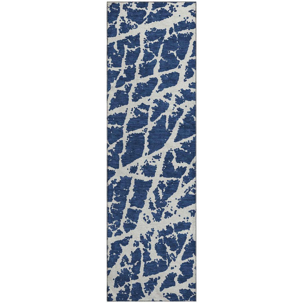 Premium Machine Washable Mayfield  Navy 2'3" x 7'6" Runner Rug. Picture 1
