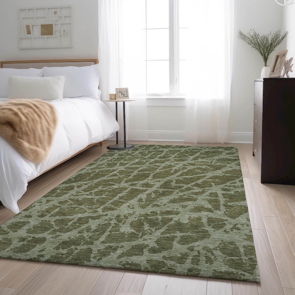 Premium Machine Washable Mayfield  Olive 2'6" x 3'10" Rug. Picture 5