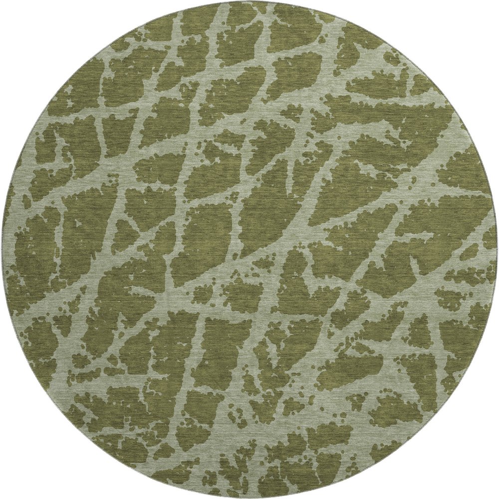 Premium Machine Washable Mayfield  Olive 8' x 8' Round Rug. Picture 1