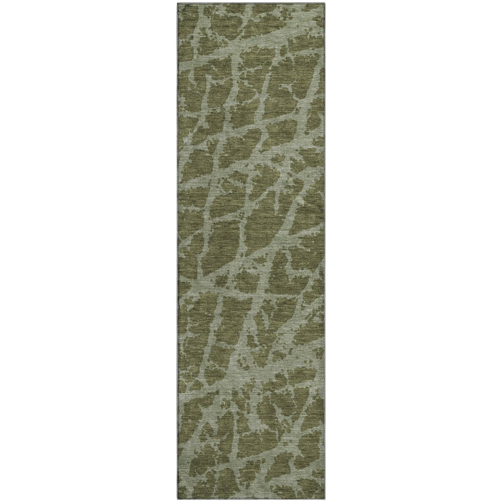 Premium Machine Washable Mayfield  Olive 2'3" x 7'6" Runner Rug. Picture 1