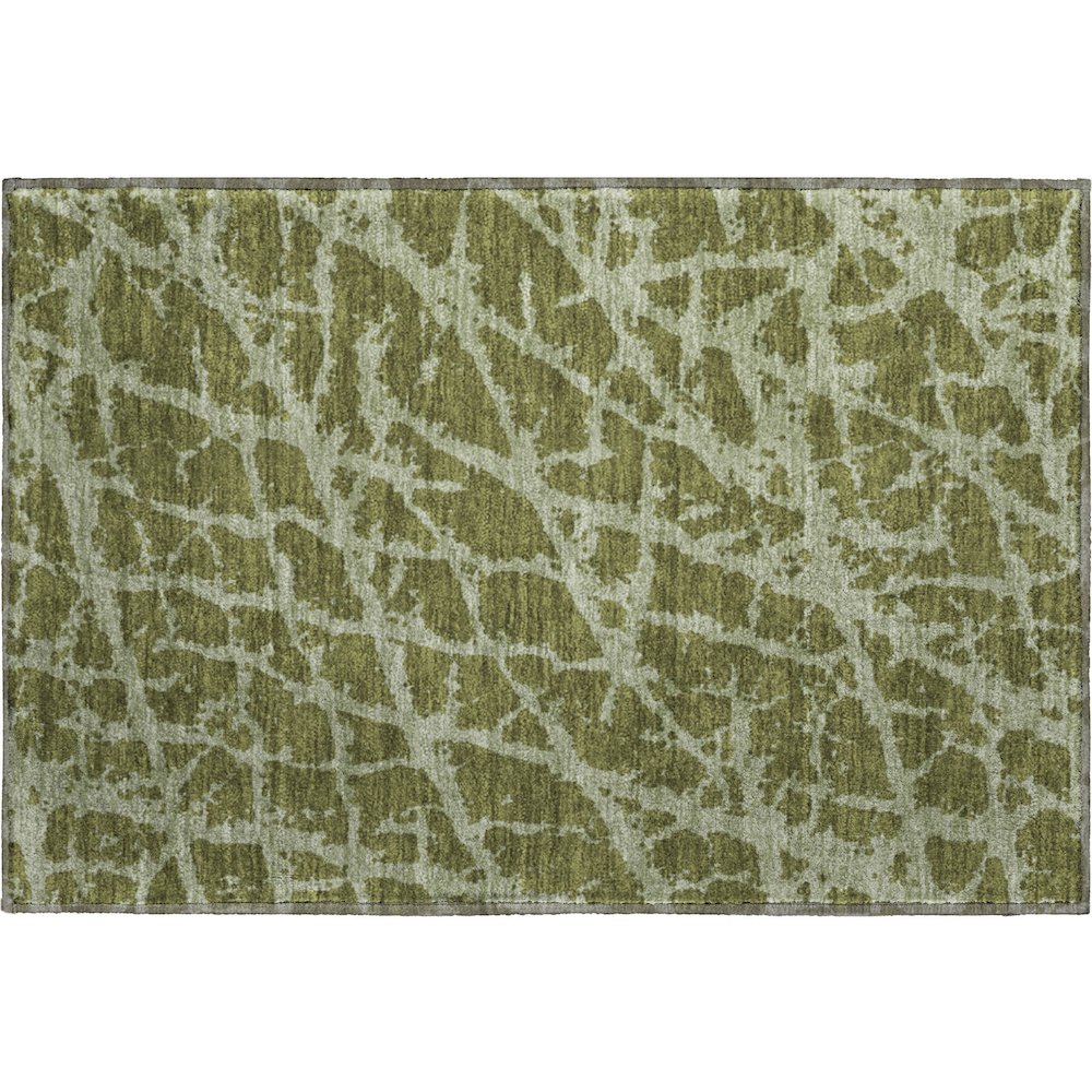 Premium Machine Washable Mayfield  Olive 1'8" x 2'6" Rug. Picture 1