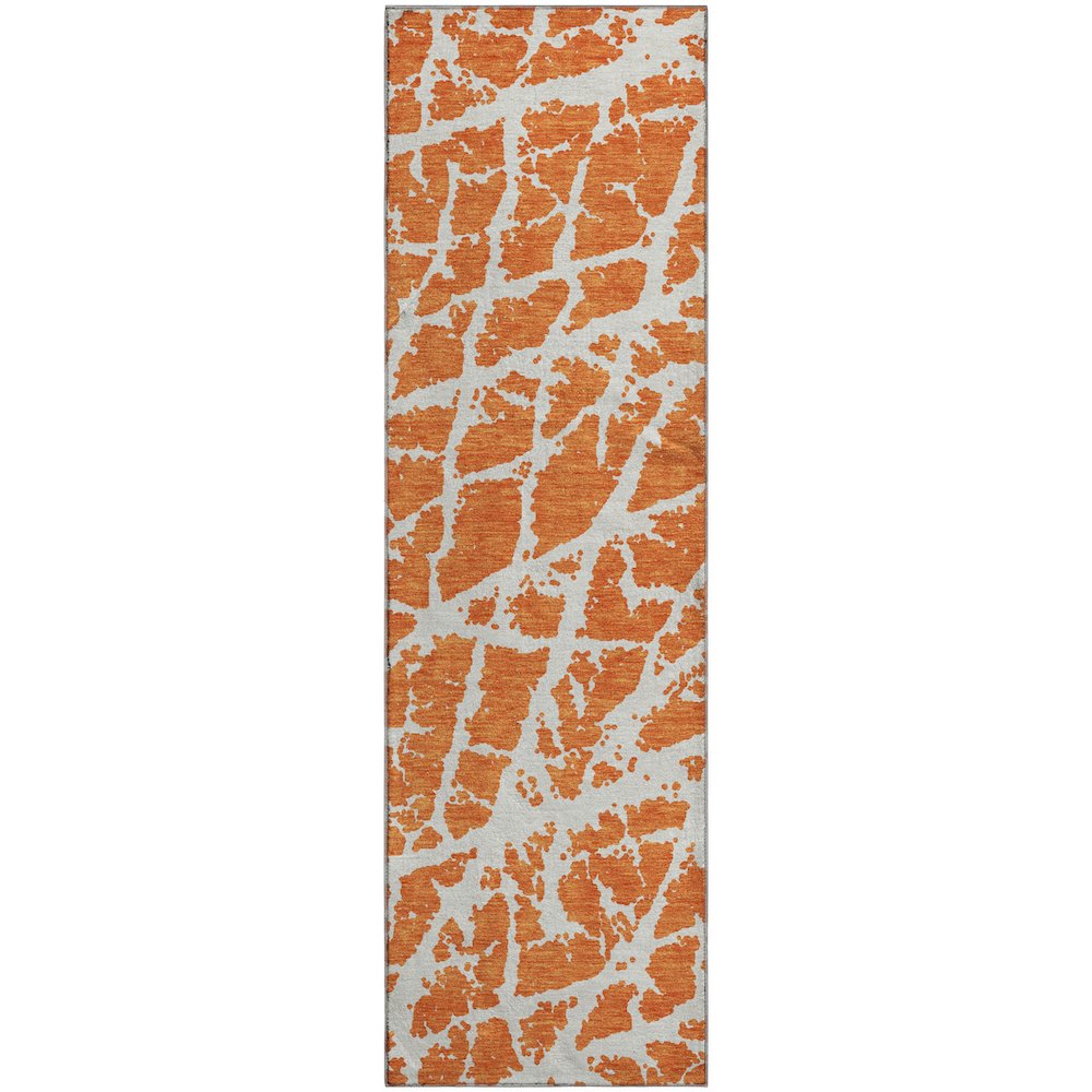 Premium Machine Washable Mayfield  Orange 2'3" x 7'6" Runner Rug. Picture 1