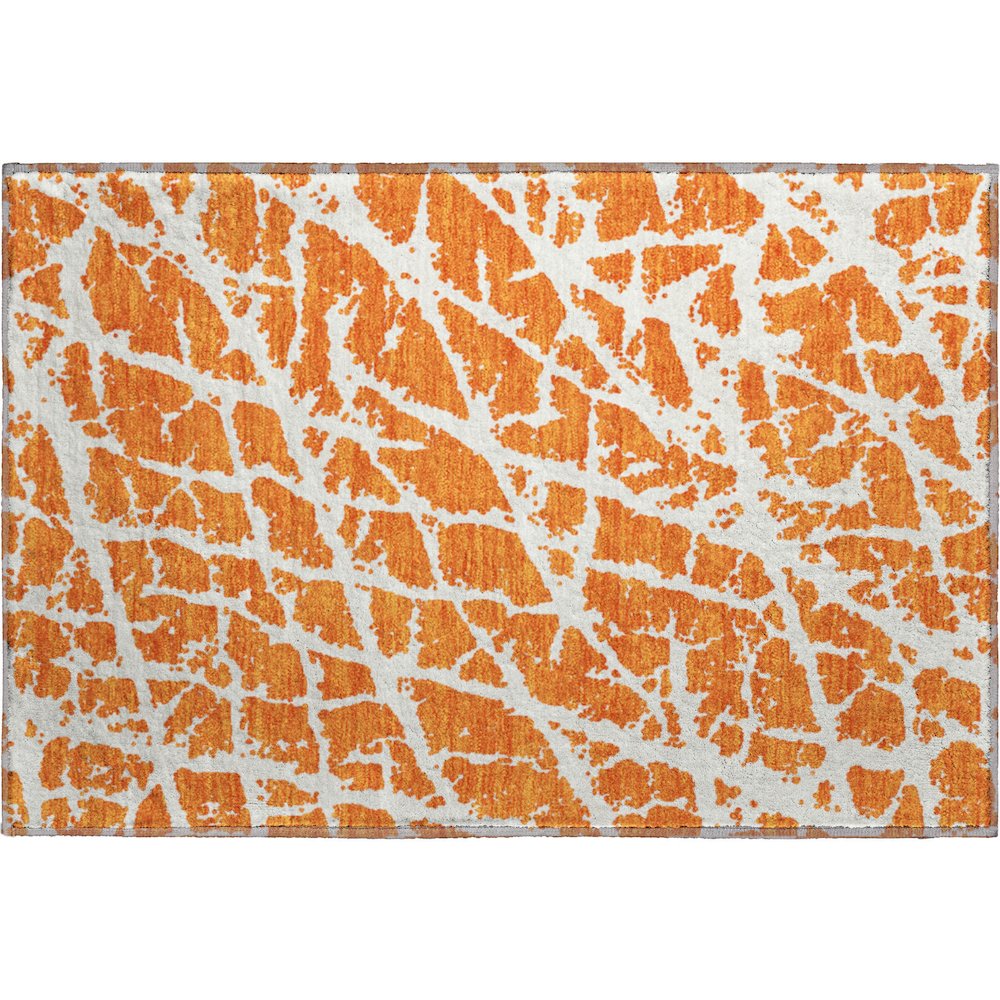 Premium Machine Washable Mayfield  Orange 1'8" x 2'6" Rug. Picture 1