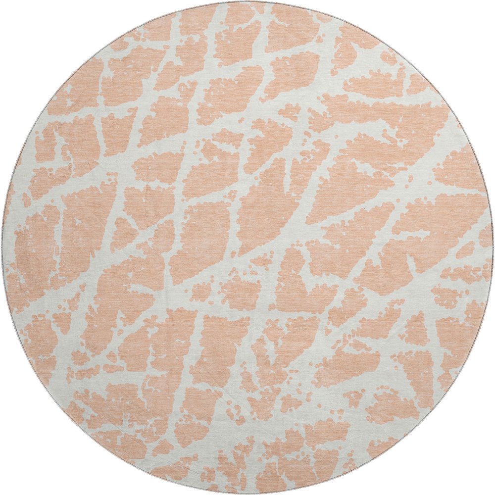 Premium Machine Washable Mayfield  Peach 8' x 8' Round Rug. Picture 1