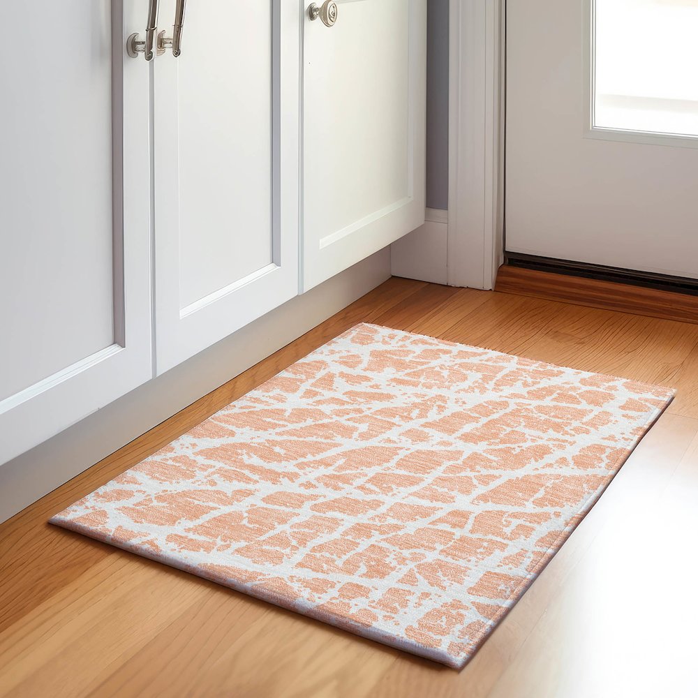 Premium Machine Washable Mayfield  Peach 1'8" x 2'6" Rug. Picture 5
