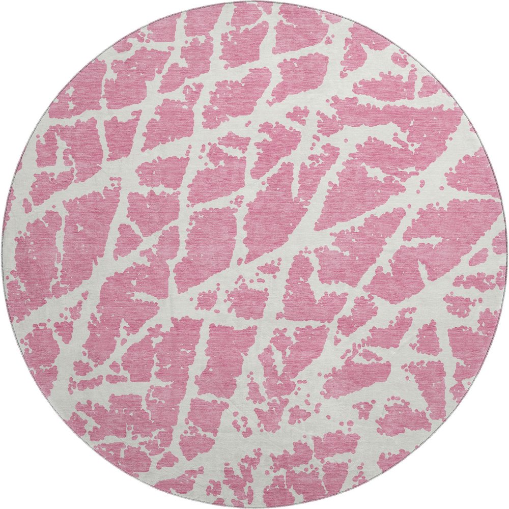 Premium Machine Washable Mayfield  Pink 8' x 8' Round Rug. Picture 1